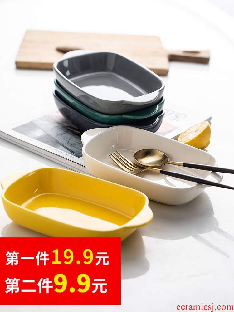 Both ears pan ceramic cheese baked FanPan trumpet 0 home the microwave oven for baking bowl