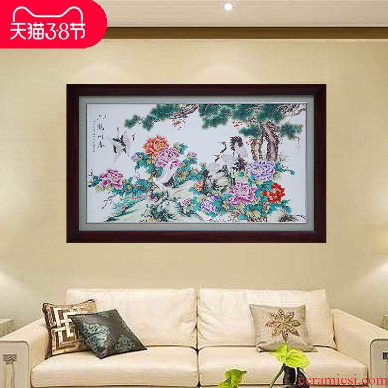 Jingdezhen ceramic decorative porcelain plate painting walls central scroll painting masters hand painting blooming flowers