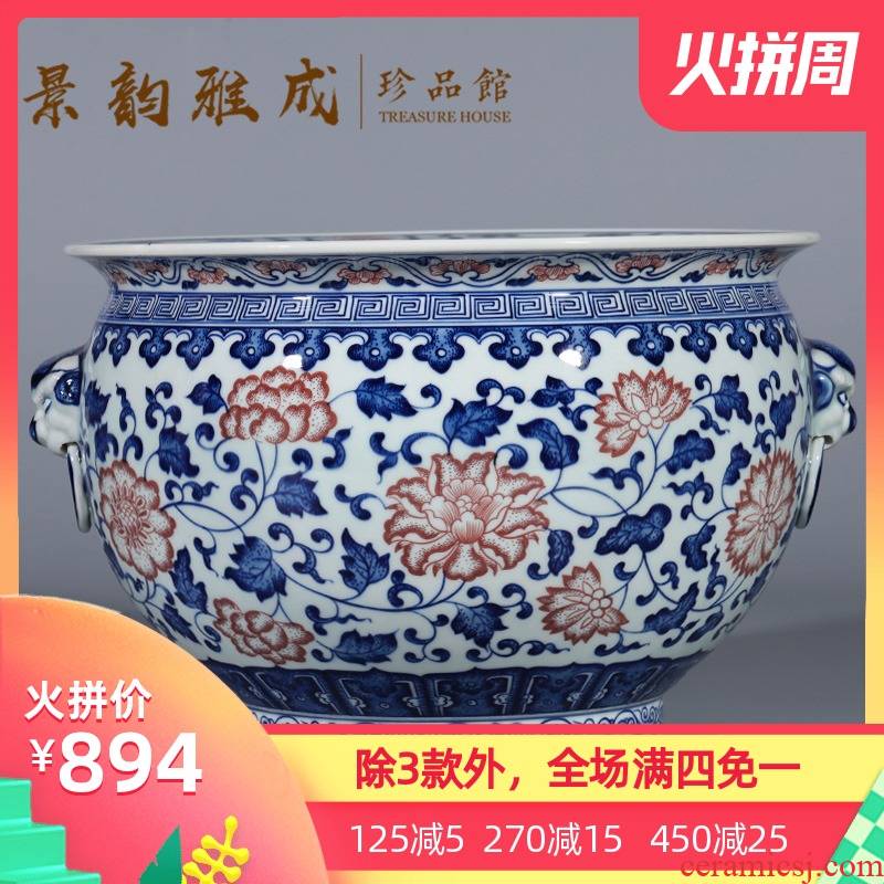 Jingdezhen ceramic cornucopia ears aquarium new Chinese style household adornment of blue and white porcelain vase furnishing articles to restore ancient ways