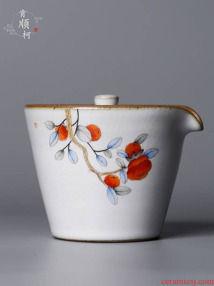 Jingdezhen hand - made teapot hand catch persimmon persimmon ruyi ceramic tea set tea pot, crack cup a pot of a cup of tea