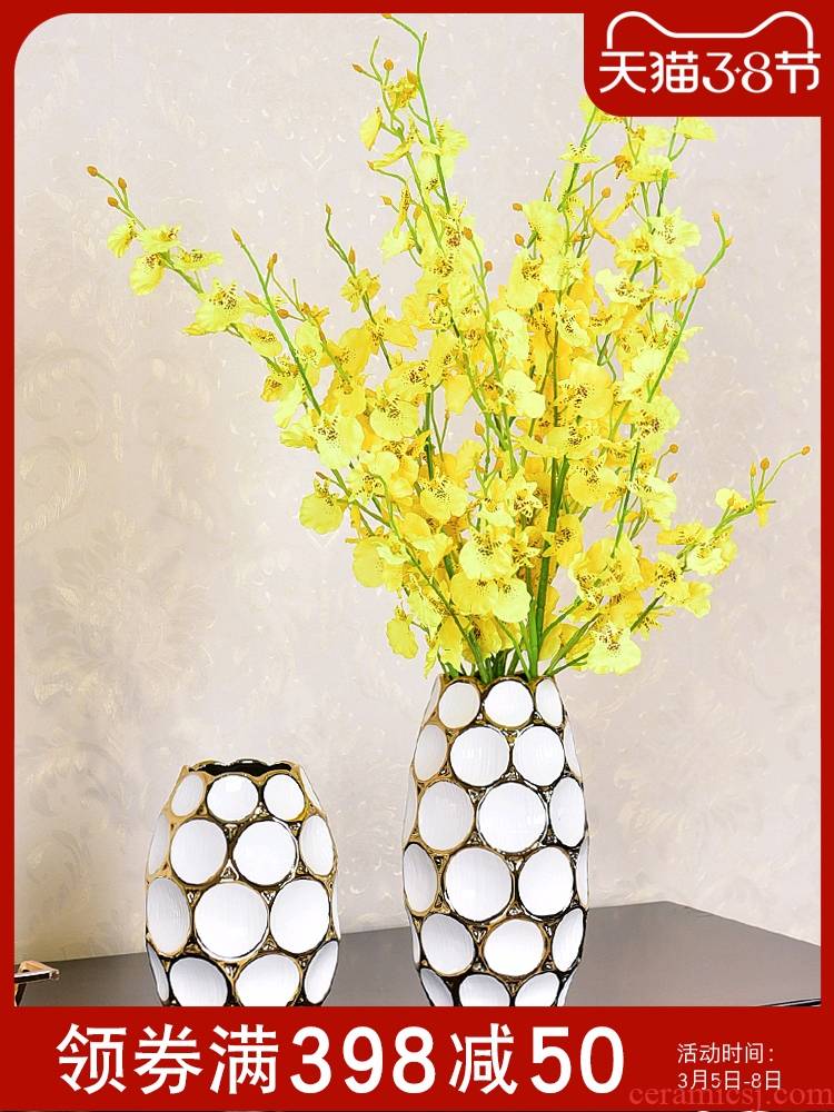 Modern table light creative key-2 luxury ceramic vase in the sitting room porch household soft adornment furnishing articles European flower decoration