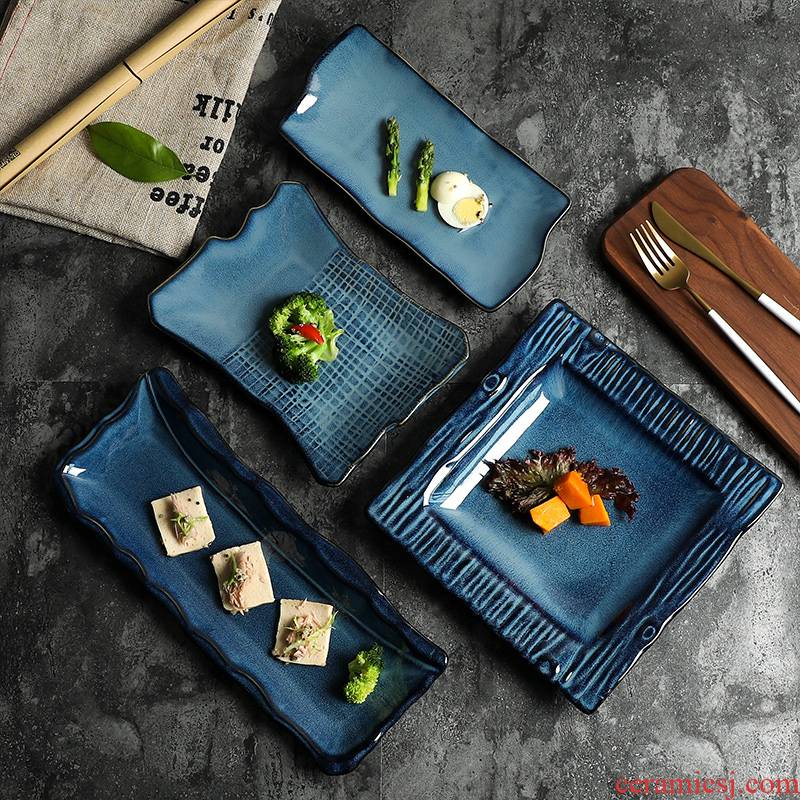 Japanese ceramics tableware suit sifang feng sushi steak individuality creative restaurant dessert rectangular plate