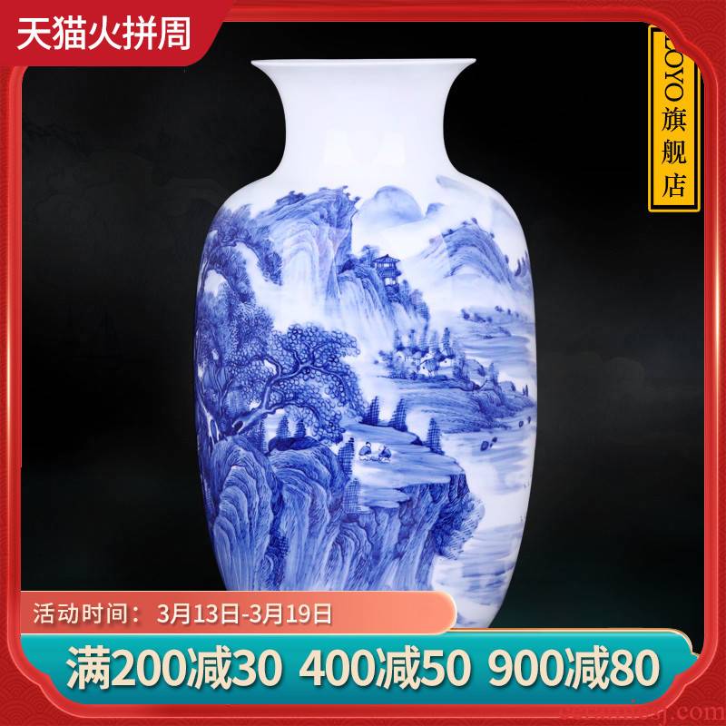 Jingdezhen blue and white porcelain vases, pottery and porcelain hand - made scenery figure arranging flowers large Chinese style household act the role ofing is tasted