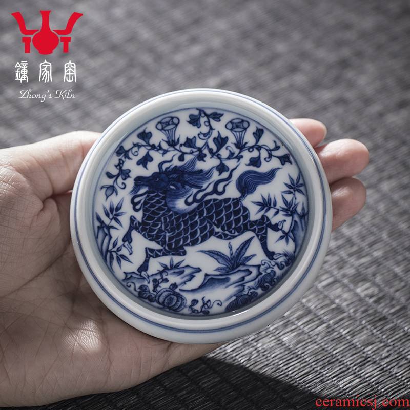Clock home up ceramic maintain cover place jingdezhen blue and white lid hand - made cover kung fu tea accessories are it