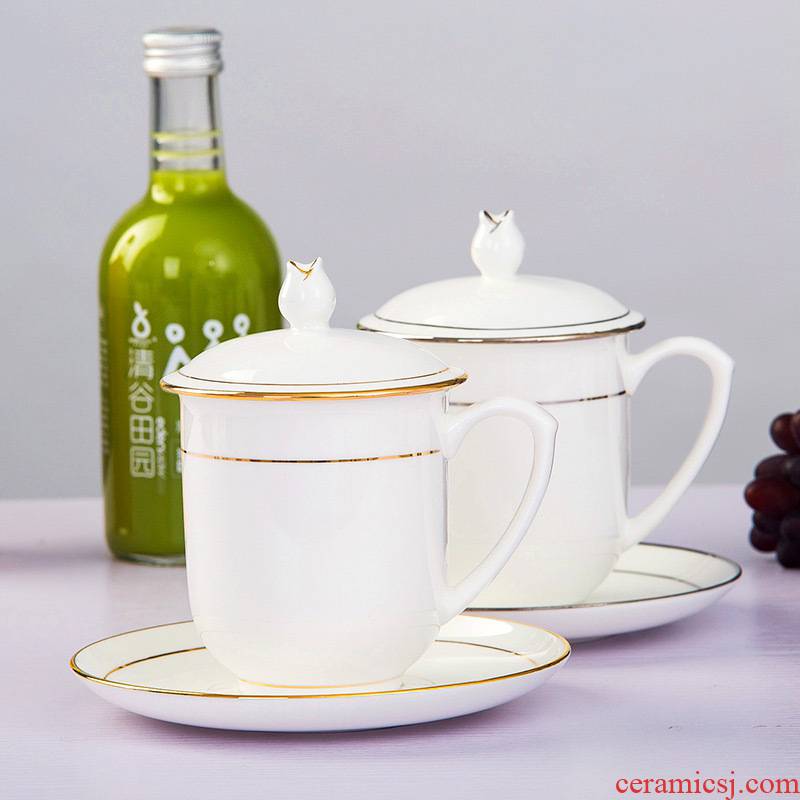 Jingdezhen ipads porcelain ceramic tea set, cup hotel and meeting the custom home with cover glass paint edge tea cups