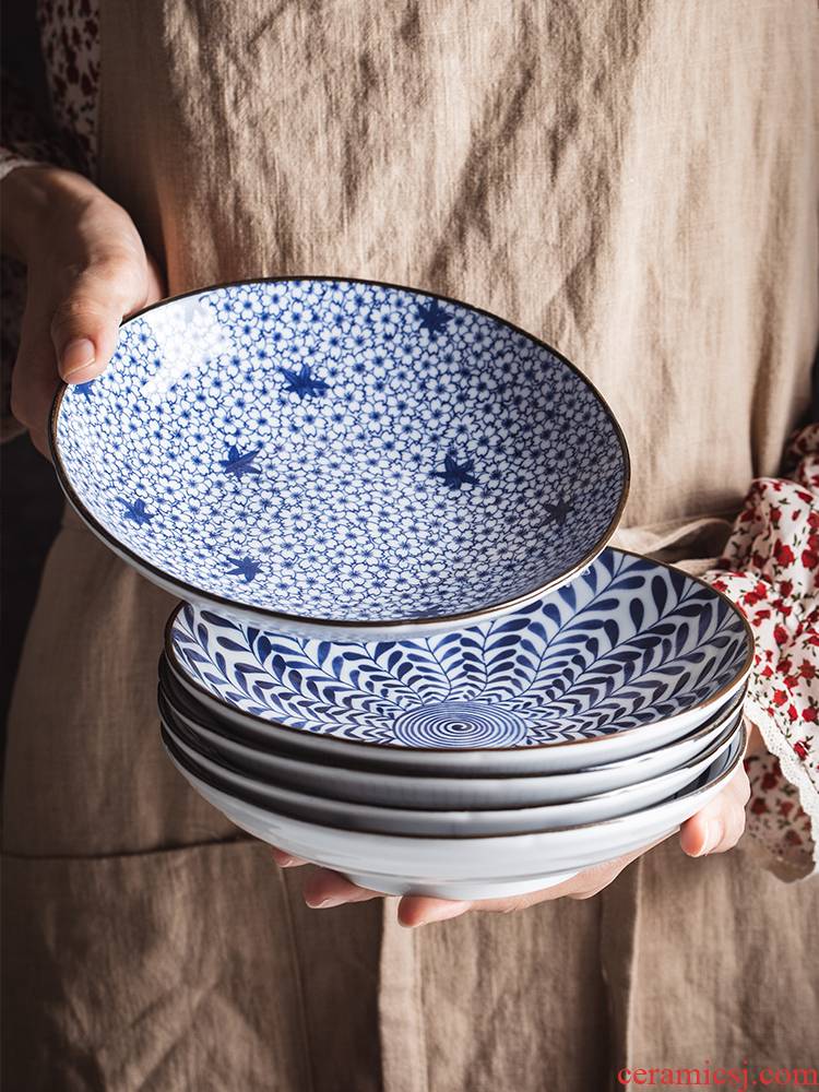 Jingdezhen ceramic creative thread series four pack 】 【 tableware eight inches dish dish dish household AGAR AGAR plates