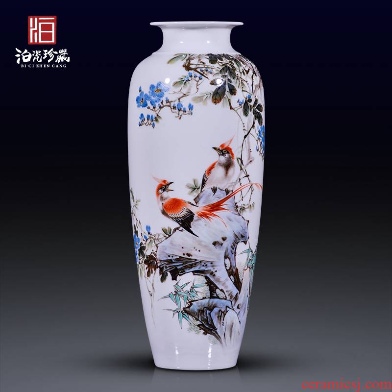 Jingdezhen ceramic painting birds and flowers in the vase furnishing articles of new Chinese style office sitting room porch decoration craft gift