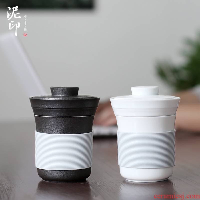Mud printing ceramic cups with cover filter with personal contracted portable tea keller office tea cups