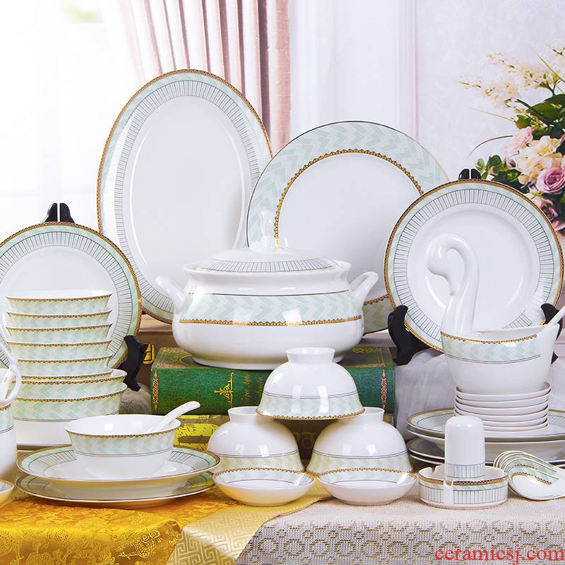 Dishes suit household jingdezhen ceramic tableware suit Dishes household portfolio Die creative use chopsticks to eat your job