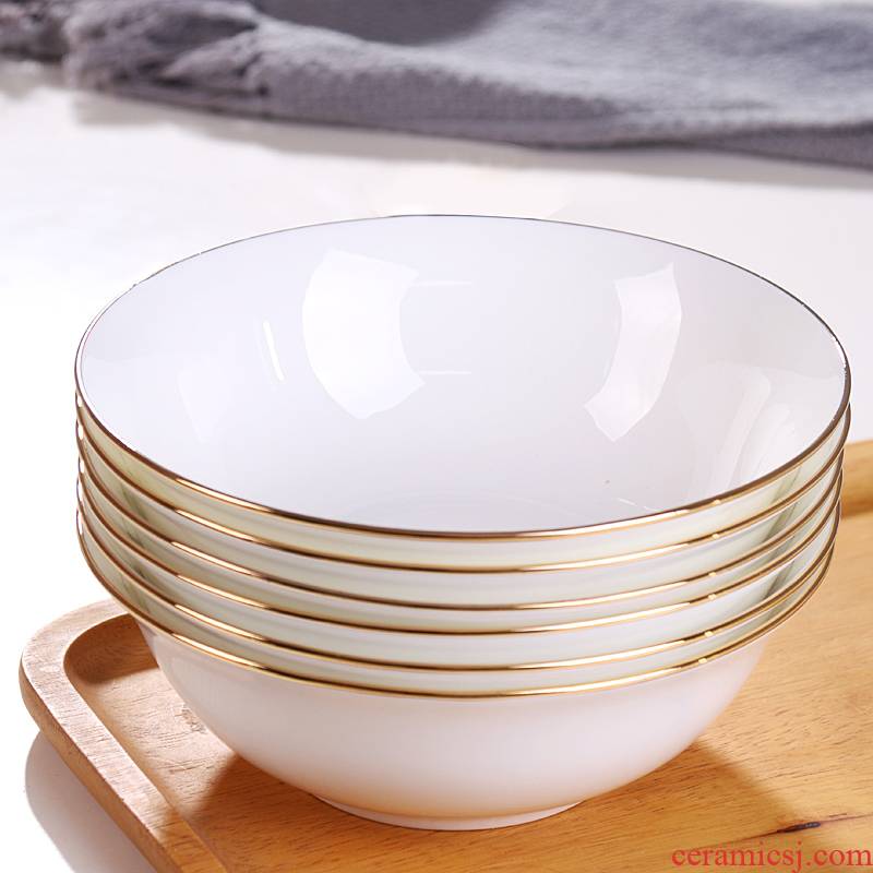 6 see colour of household eat rainbow such as bowl bowl of the big bowl of jingdezhen ipads China pure white contracted a single use of tableware