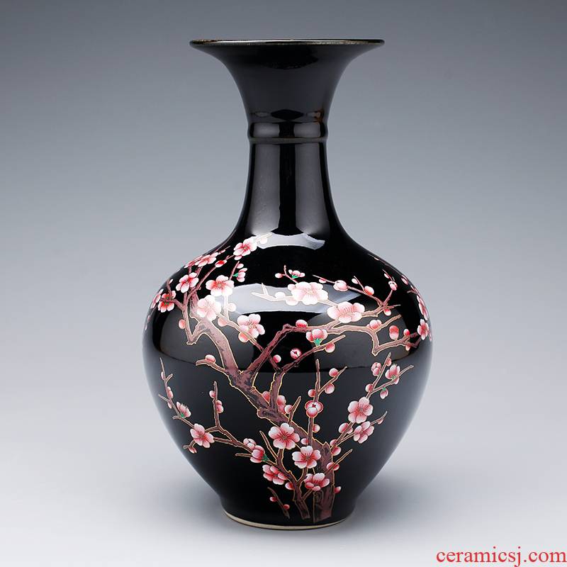 Jingdezhen ceramics black floret bottle furnishing articles name plum blossom put I and contracted sitting room porch ark, home decoration