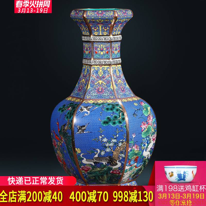Jingdezhen ceramics imitation qianlong fuels the vase flower arrangement sitting room of Chinese style restoring ancient ways is household adornment handicraft furnishing articles