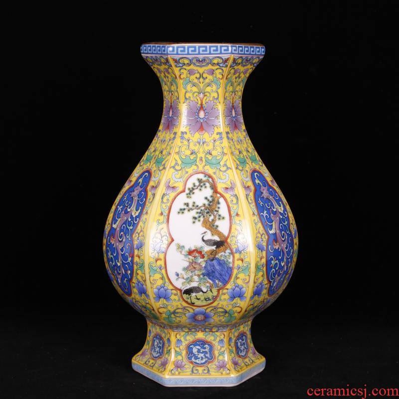 Jingdezhen imitation of the qing dynasty antique antique Chinese style restoring ancient ways the see colour enamel vase decoration handicraft furnishing articles collection