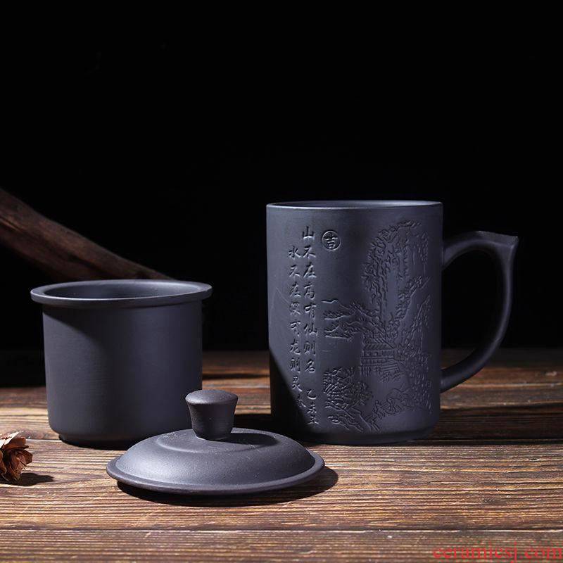 Yixing purple sand cup with cover with the filter tank tea cup ceramic cups office kung fu tea cups