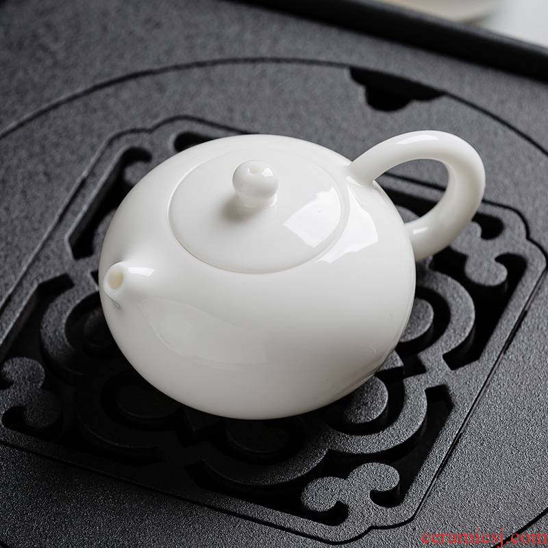Jun ware dehua white porcelain little teapot kung fu tea set contracted household tea ware ceramic xi shi single pot pot Duo ball pot