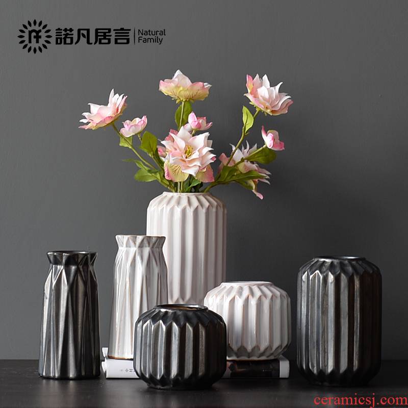 Mesa vases, ceramic home furnishing articles home sitting room flower arranging dried flower flower implement combination of I and contracted vertical stripes suit