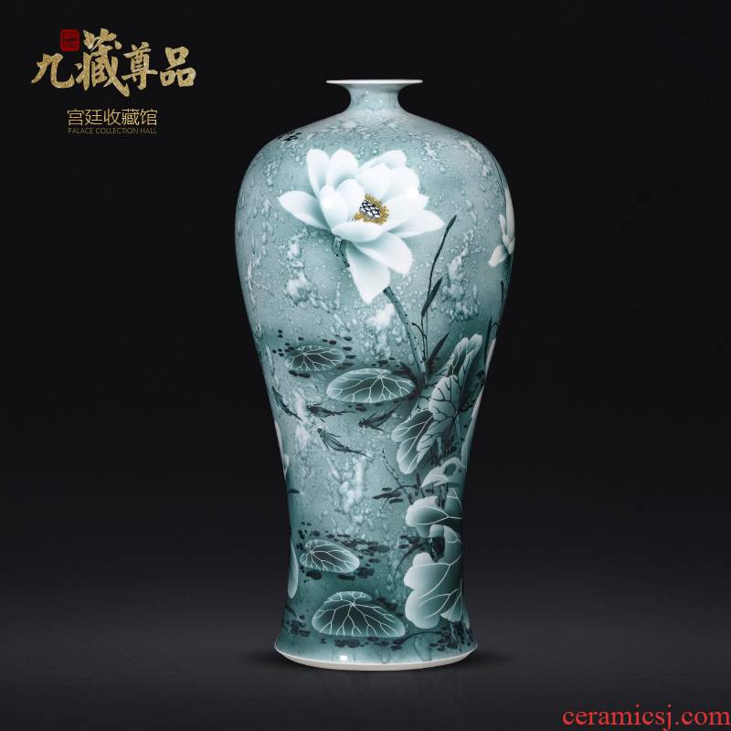 Jingdezhen chinaware lotus hand - made splash ink mei bottles of Chinese style living room TV ark, flower arranging porch is decorated furnishing articles