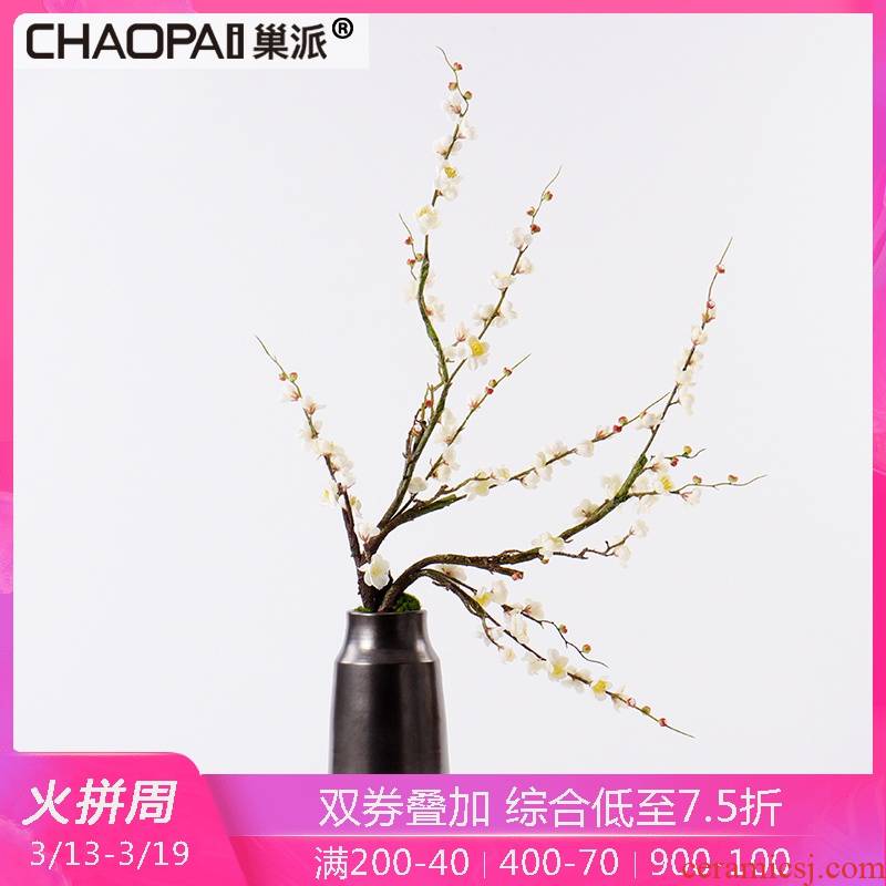 New Chinese style simulation wintersweet flower miniascape of TV ark place indoor ceramic pot sitting room adornment tea table decoration