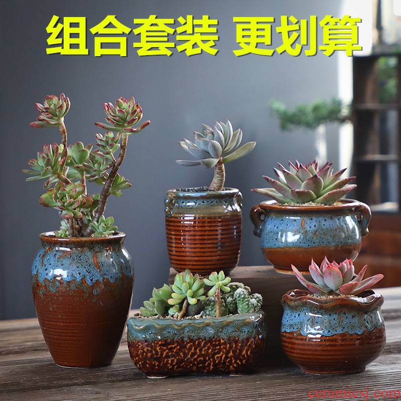Old running the coarse pottery flowerpot ceramic creative move meat meat the plants breathe freely large fleshy restoring ancient ways is a flower pot special offer a clearance