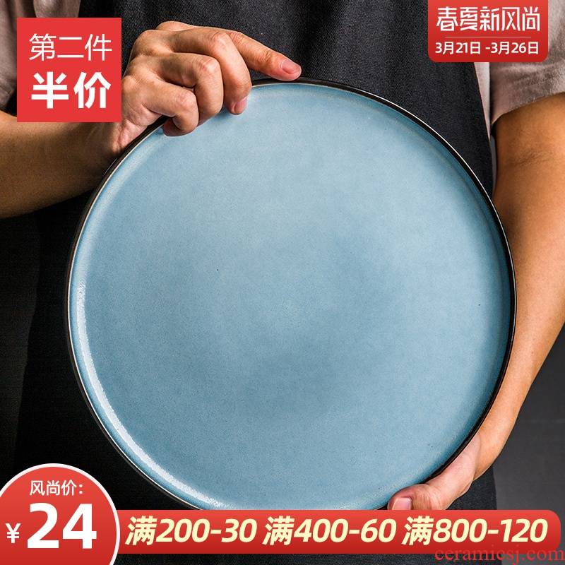 Europe type restoring ancient ways of ceramic dish dish dish home ten inches disc plate beefsteak plate of fruit salad pastry disc
