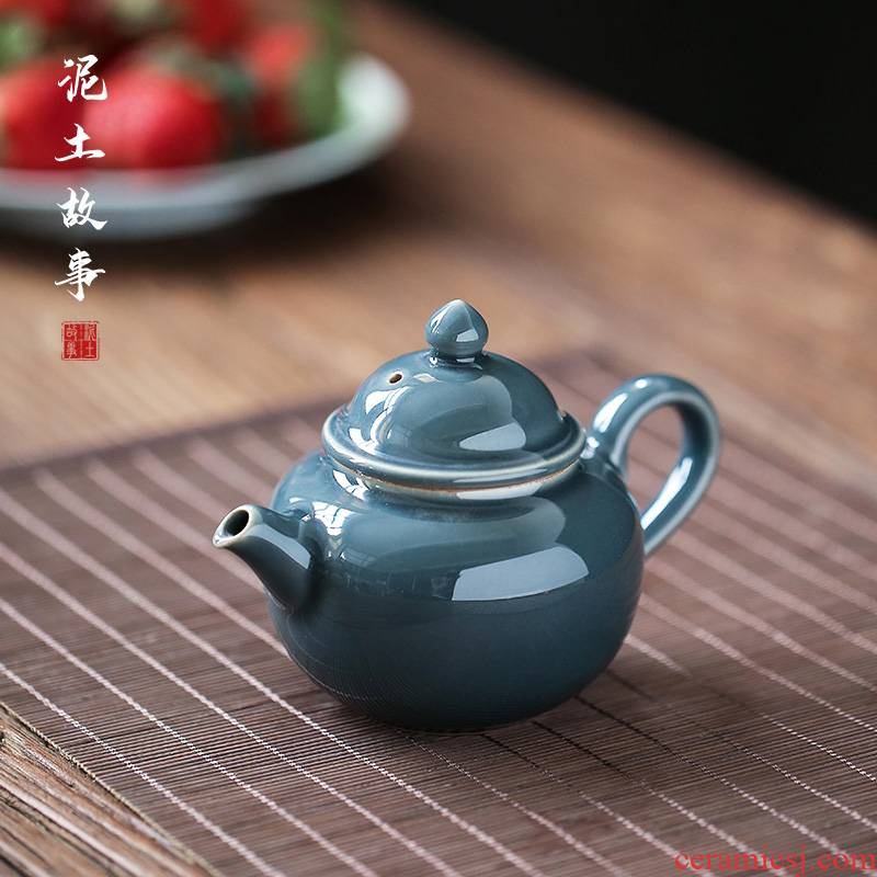 Earth story ji blue glaze ceramic teapot household Chinese kung fu tea tea service manual device to filter the teapot the teapot