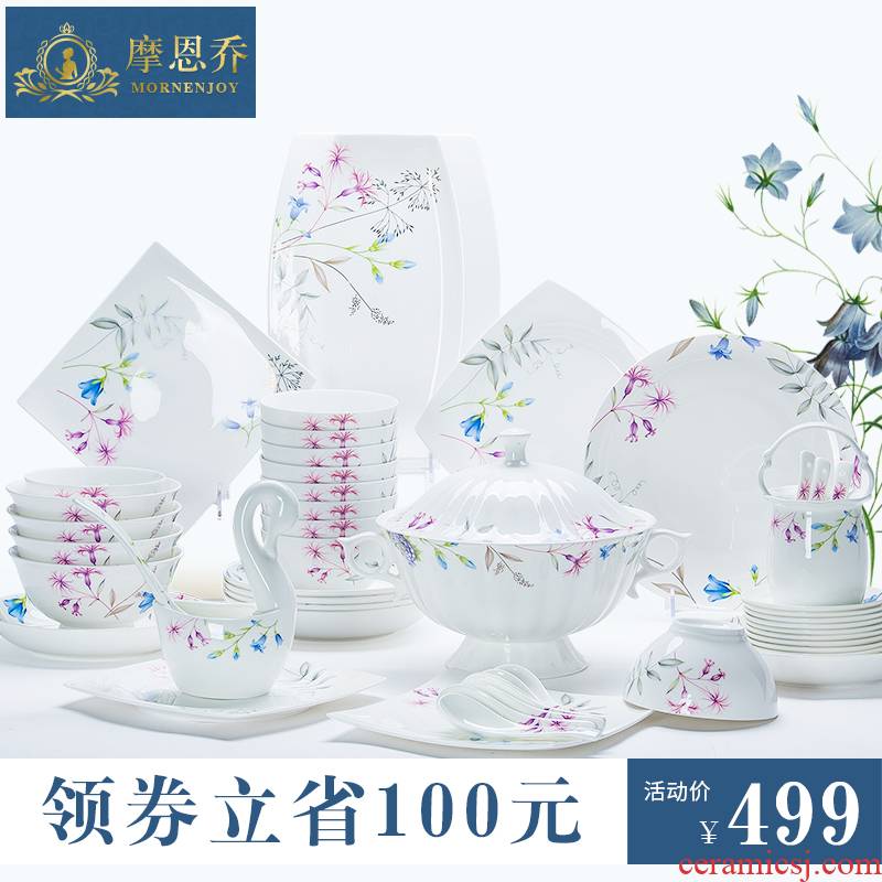 Dishes suit household Chinese jingdezhen ceramic tableware Dishes European contracted bowl chopsticks plate tableware suit