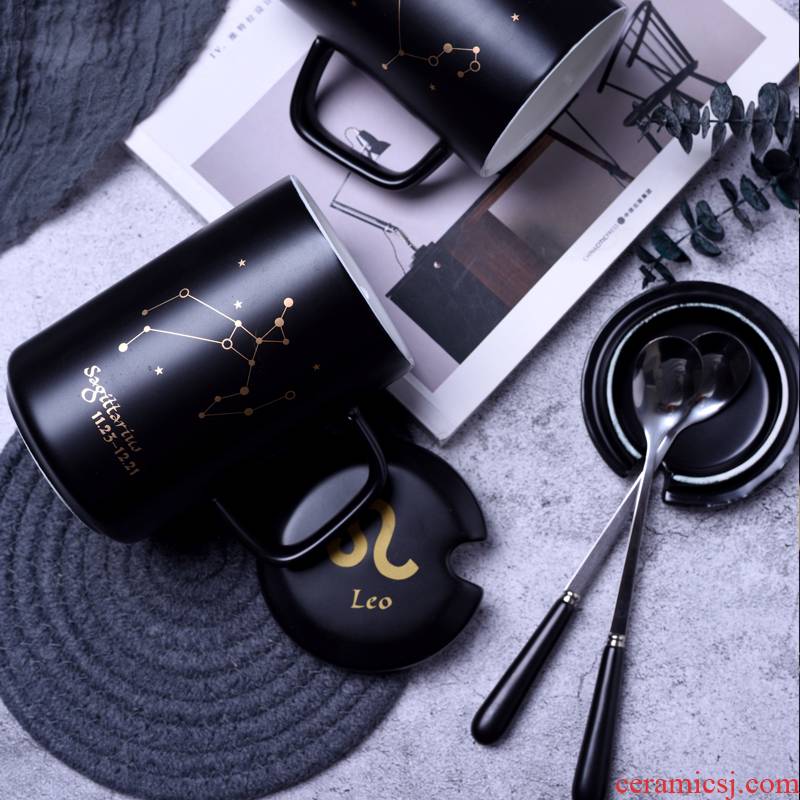 TaoDian office keller creative move of the zodiac cup picking keller spoon coffee cup ceramic cup with cover