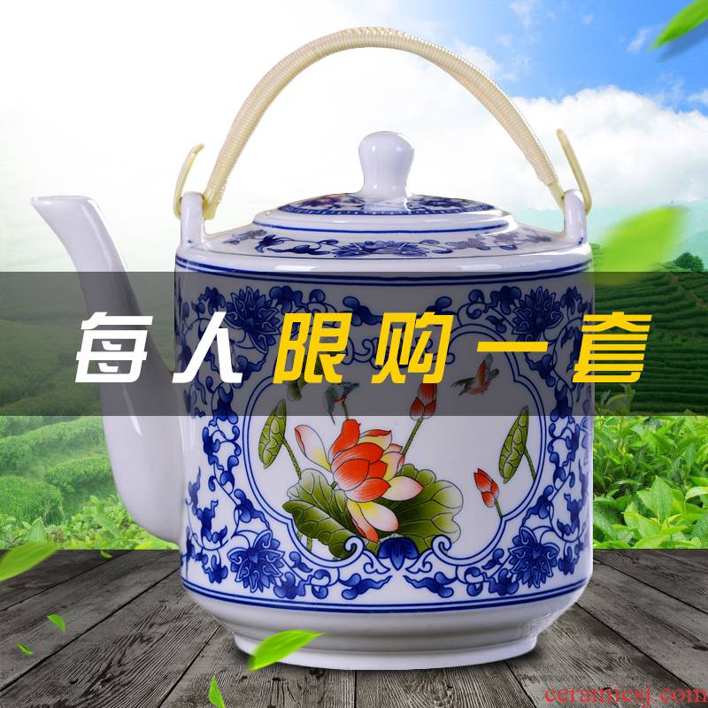 Jingdezhen ceramic bottle home cool kettle large capacity of hold to high temperature hot water filtration of blue and white porcelain teapot