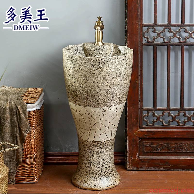 Chinese style restoring ancient ways ceramic basin of pillar type lavatory basin is suing garden art column column vertical to the sink