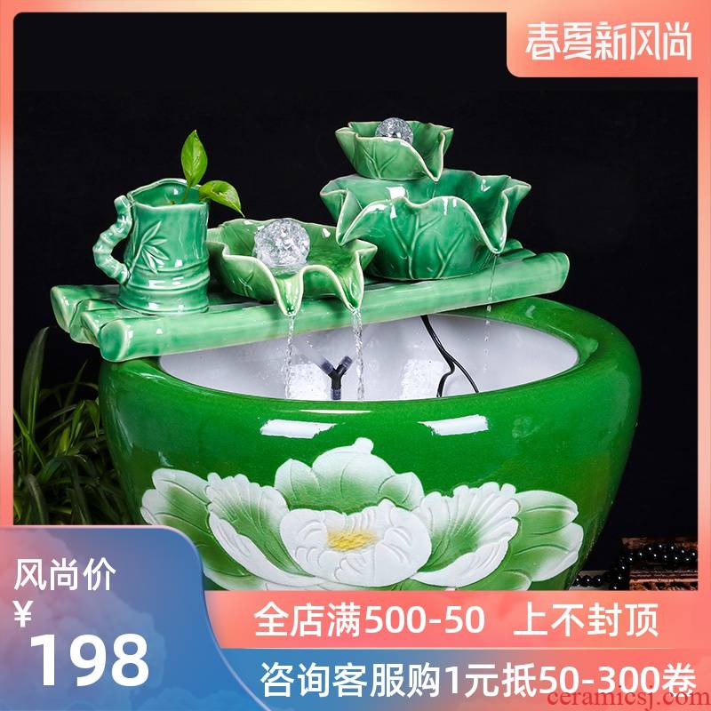 Jingdezhen ceramic household fish small sitting room aquarium water fountain creative household adornment water tank