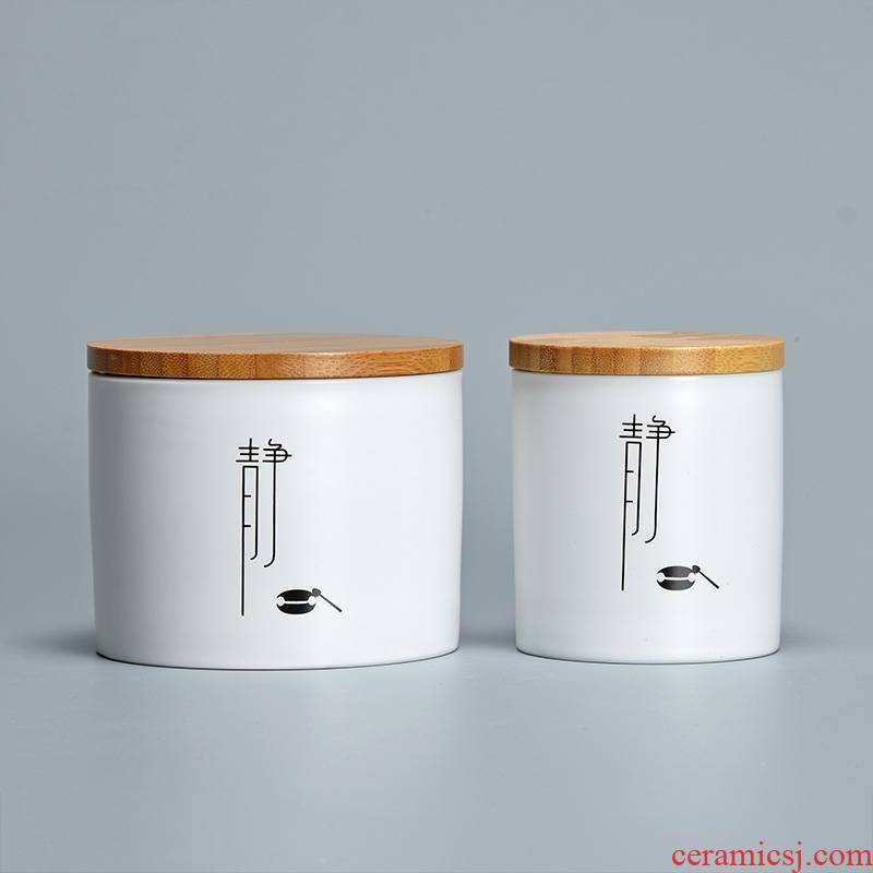 Jun ware bamboo cover fat white zen tea pot ceramic seal household storage tanks puer tea POTS small tea warehouse