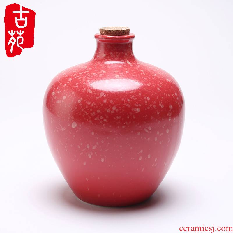 Empty wine bottle 5 jins of ancient garden ceramics with red wedding festival xi liquor bottle earthenware rice wine from the wine jar