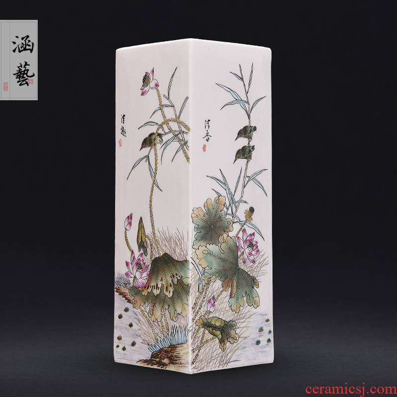 Jingdezhen ceramics hand - made pastel pure fun scent vase sitting room place flower arrangement of new Chinese style decoration