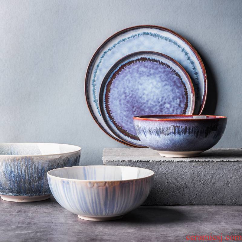 Porcelain soul creative household eat soup bowl bowl ceramic dishes and cutlery set m bowl dish dish plate of Pacific Ocean