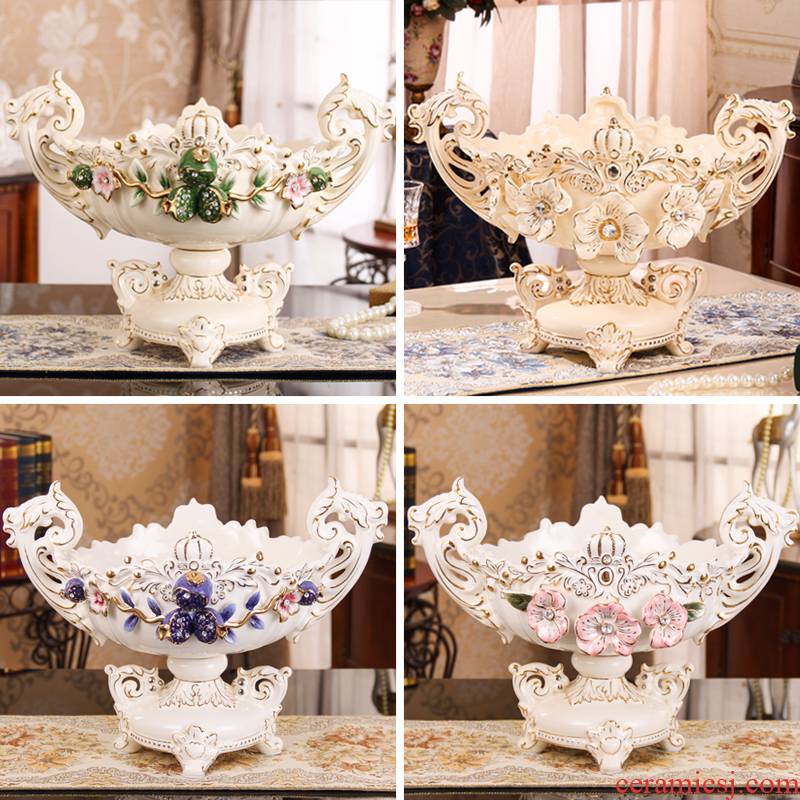 Ou compote home sitting room light snack plate of large fruit tea table basin creative key-2 luxury furnishing articles ceramic fruit bowl