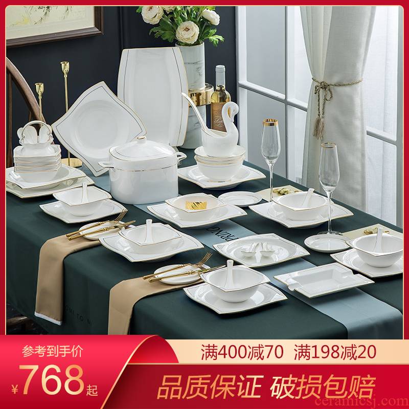 Mystery of jingdezhen dishes suit household Chinese dishes combine European paint chopsticks ipads porcelain tableware gifts