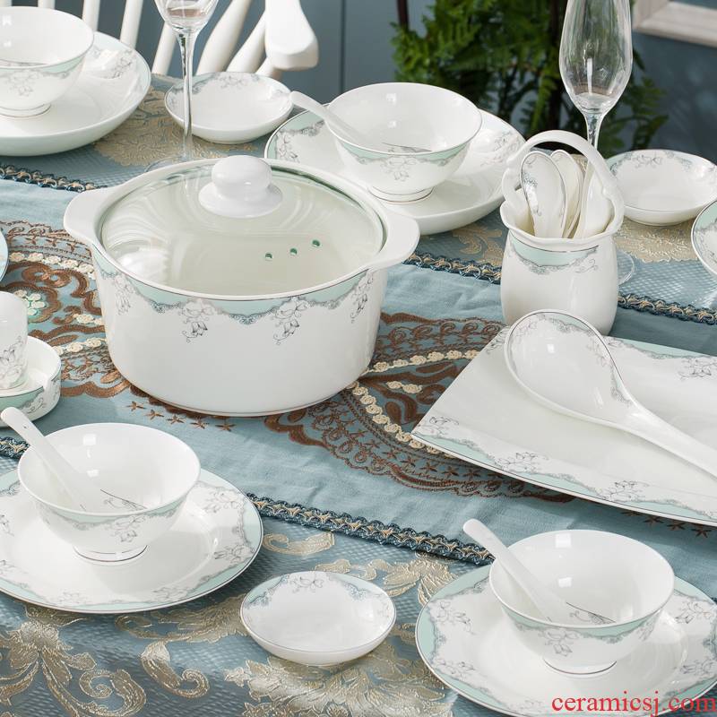 European dishes suit tableware suit home dishes 56 head of jingdezhen ceramic plate creative job