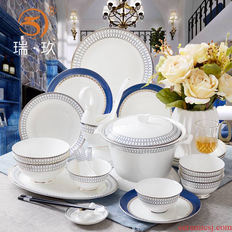 Head up Phnom penh 60 ipads China tableware suit to use plates home ten bowl dish combination ceramic bowl dish ltd. package