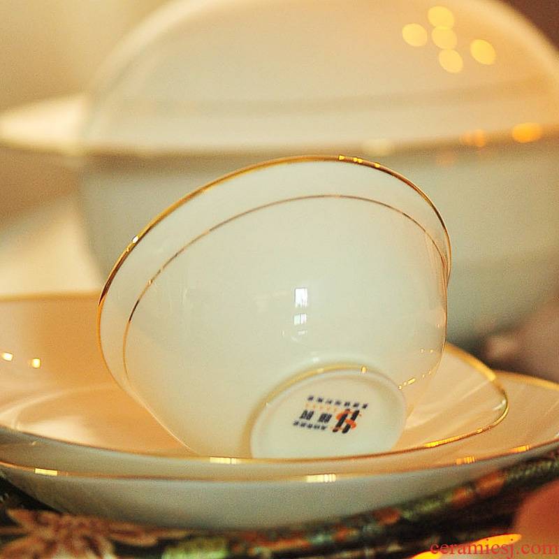 Household gift dishes suit jingdezhen porcelain export abnormity bowl plate paint 80 pieces by hand