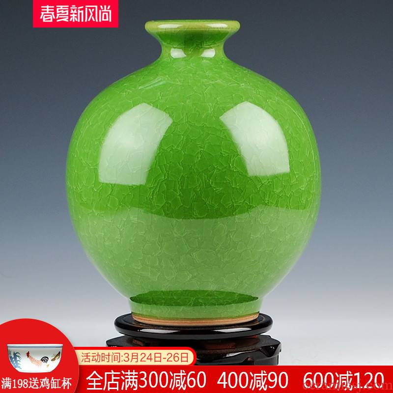 Archaize borneol jingdezhen ceramics up crack glaze vase flower arrangement of Chinese style living room home furnishing articles