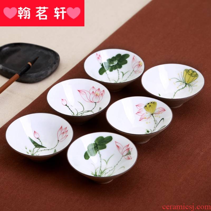 Kung fu tea cups jingdezhen ceramic bowl with hand - made sample tea cup single white porcelain tea set tea masters cup small hat cup