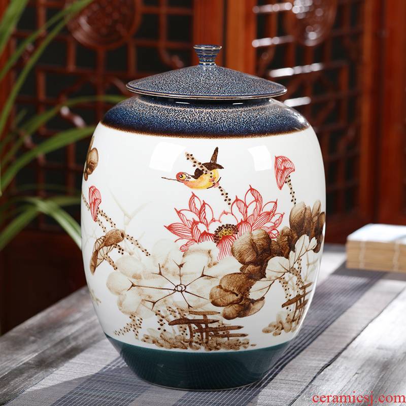 Ceramic tea pot large pu 'er wake receives the tea urn storage barrels all hand jingdezhen Ceramic tea set, tea