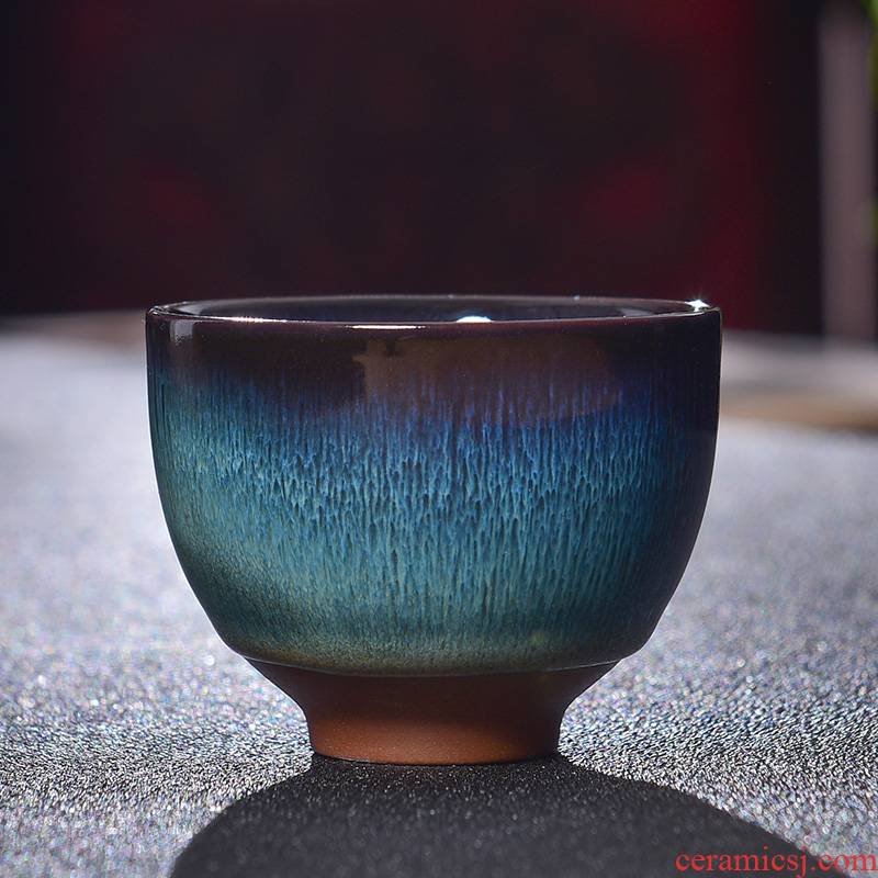 Laugh, obsidian variable TuHao wiredrawing built lamp cup household ceramics building red glaze, the masters cup sample tea cup