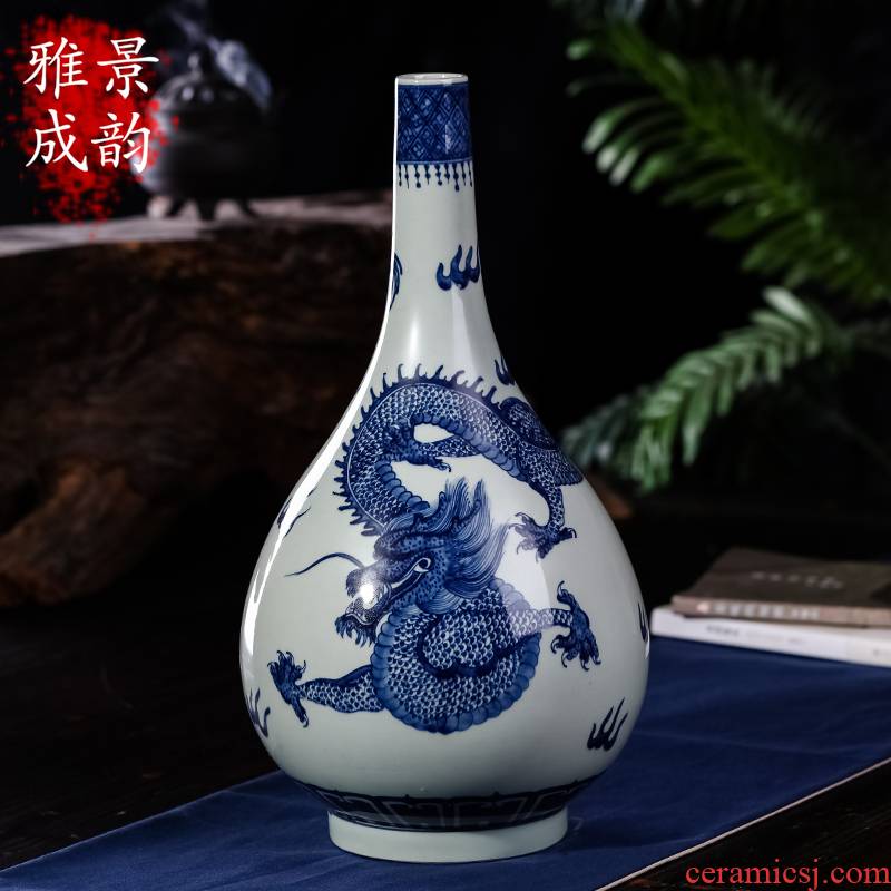 Jingdezhen ceramics porch place decoration vase sitting room office of I and contracted household restoring ancient ways