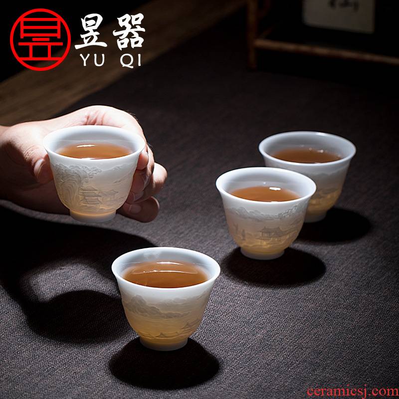 Yu ware jingdezhen ceramic cups four famous towers sample tea cup jade mud kung fu tea tea set the master CPU