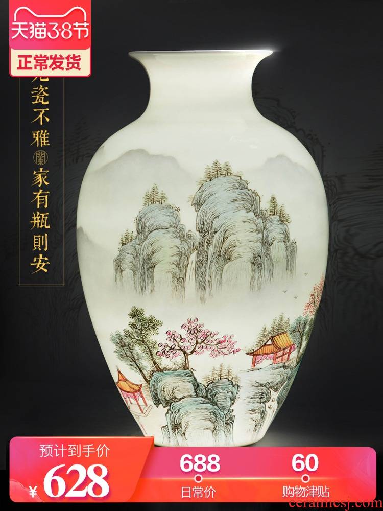 New Chinese style of jingdezhen ceramics powder enamel hand - made big vase furnishing articles flower arranging home sitting room decoration decoration process