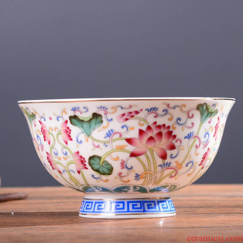 Jingdezhen colored enamel 5.5 tall bowl pastel rainbow such as bowl jobs imitation qianlong year ancient bowl of Chinese ceramic tableware