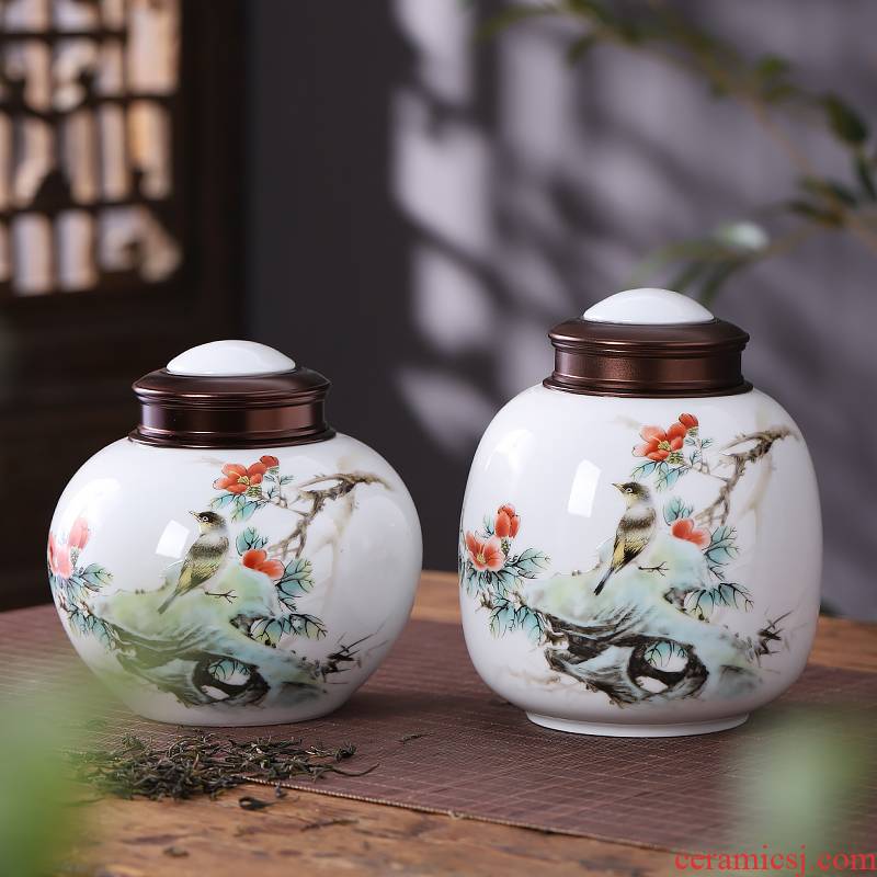 Jingdezhen ceramic caddy fixings small half jins, 200 g sealed tank storage POTS Chinese style household moistureproof and portable