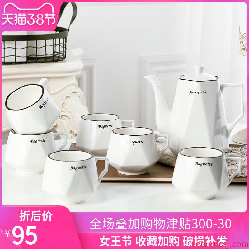 Nordic ins ceramic cups, glass, household contracted water suit sitting room heat - resistant glass teapot cold water