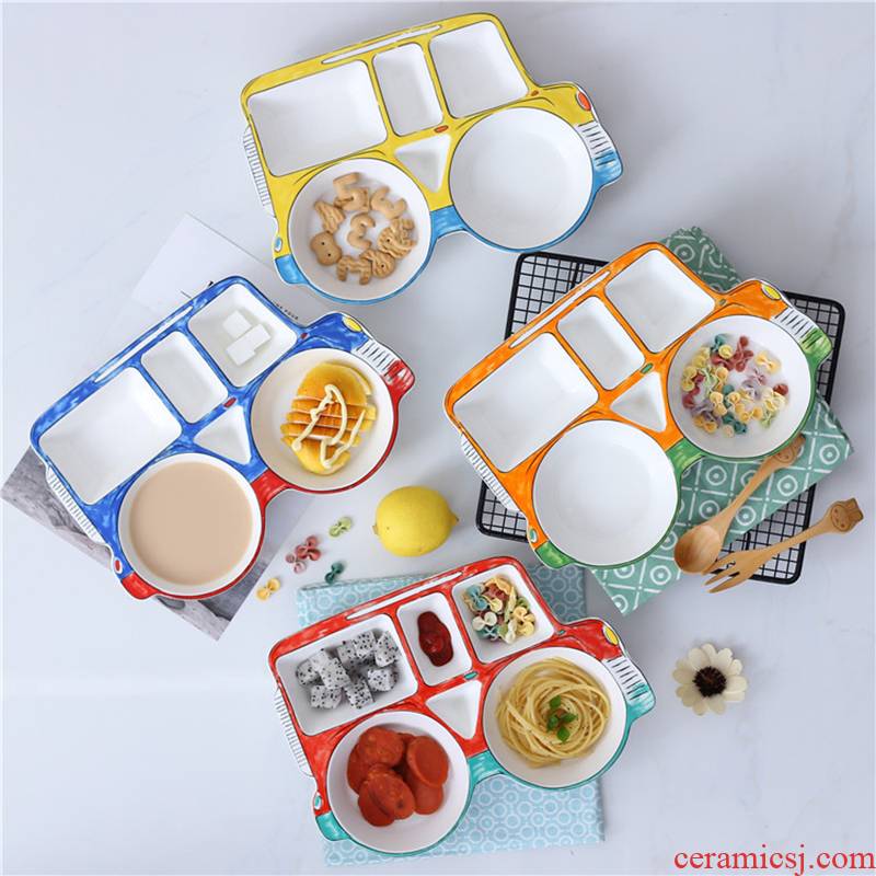 Love graces large creative hand - made ceramic separation plate jeep tableware auxiliary lovely children